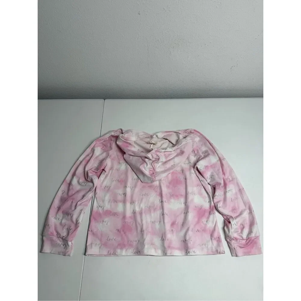 Emma & Elsa Girls Pastel Soft Tie Dye Pink Long Sleeve Hoodie Size 14/L
